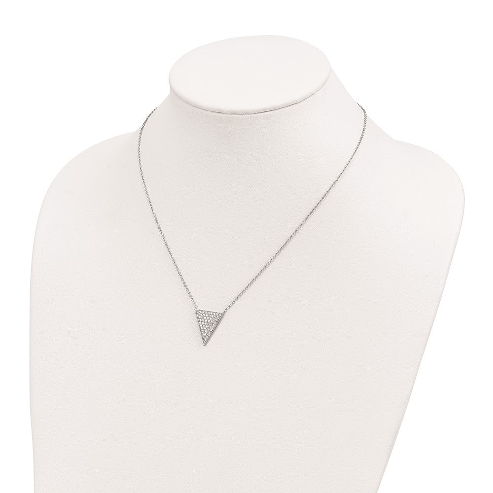 Sterling Silver Rhodium-plated CZ Triangle Dangle Necklace QG4632-18