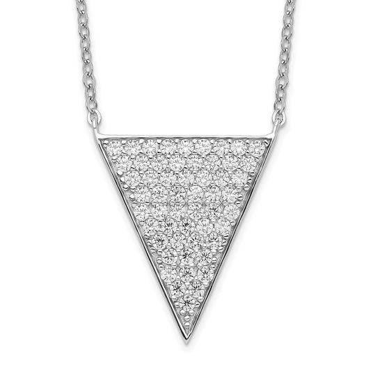 Sterling Silver Rhodium-plated CZ Triangle Dangle Necklace QG4632-18