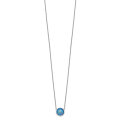 Sterling Silver Rhodium-plated Synthetic Blue Opal 18in Necklace QG4648-18