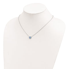 Sterling Silver Rhodium-plated Synthetic Blue Opal 18in Necklace QG4648-18