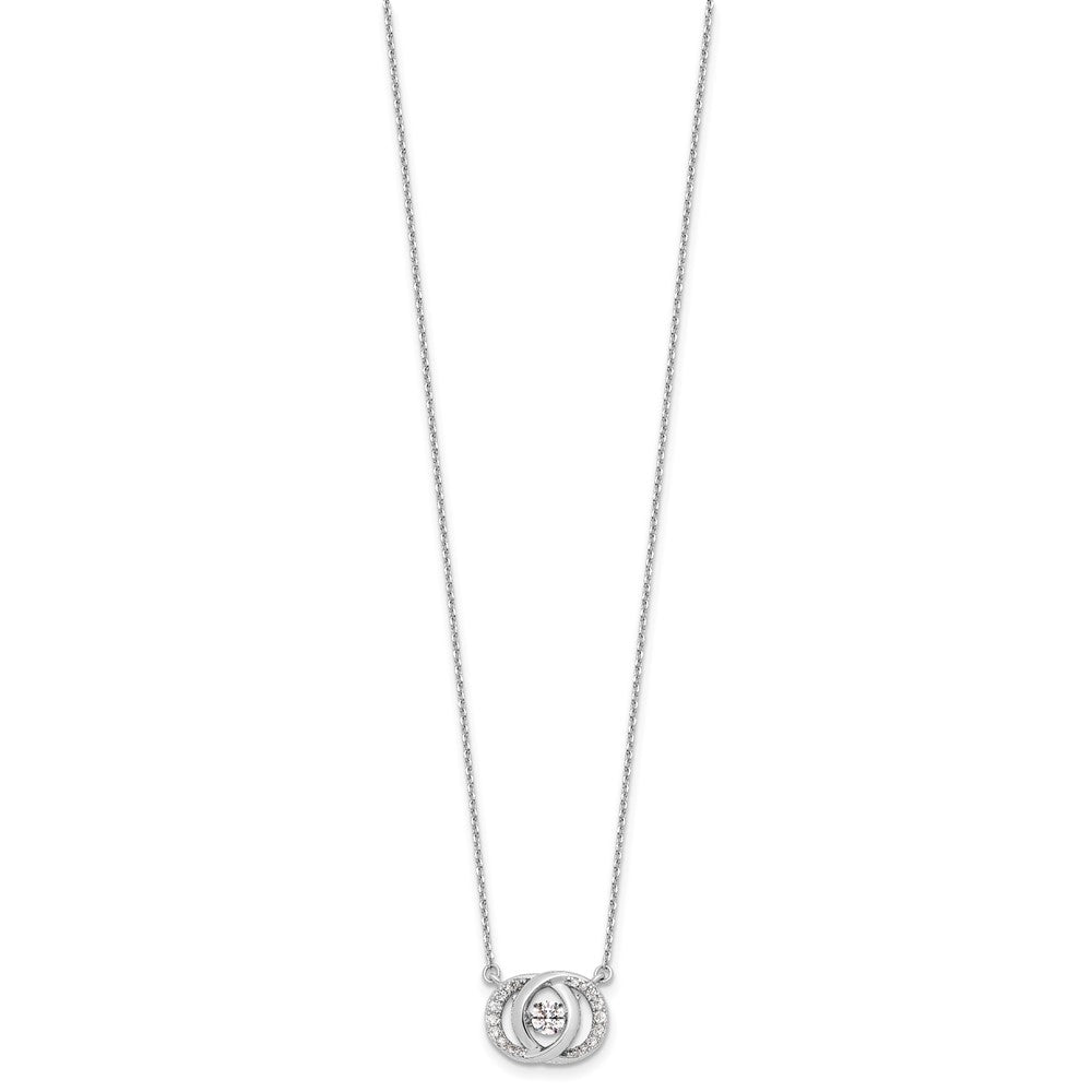 Sterling Silver Platinum-plate CZ w/two 1in ext. Necklace QG4649-15.5
