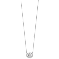 Sterling Silver Platinum-plate CZ w/two 1in ext. Necklace QG4649-15.5