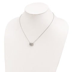 Sterling Silver Platinum-plate CZ w/two 1in ext. Necklace QG4649-15.5