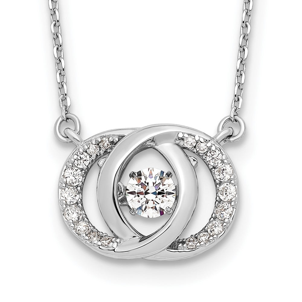 Sterling Silver Platinum-plate CZ w/two 1in ext. Necklace QG4649-15.5