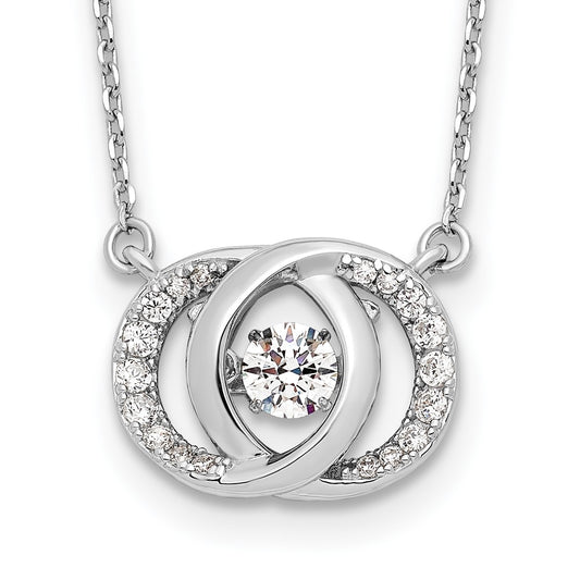 Sterling Silver Platinum-plate CZ w/two 1in ext. Necklace QG4649-15.5