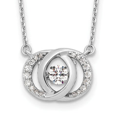 Sterling Silver Platinum-plate CZ w/two 1in ext. Necklace QG4649-15.5