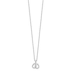 Sterling Silver Rhodium-plated CZ Double Horseshoe Necklace QG4667-15.5