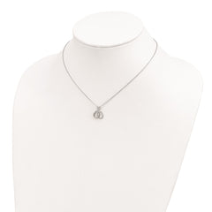 Sterling Silver Rhodium-plated CZ Double Horseshoe Necklace QG4667-15.5
