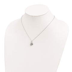Sterling Silver Rhod-plated CZ Eye and Hamsa Charm Necklace QG4670-17