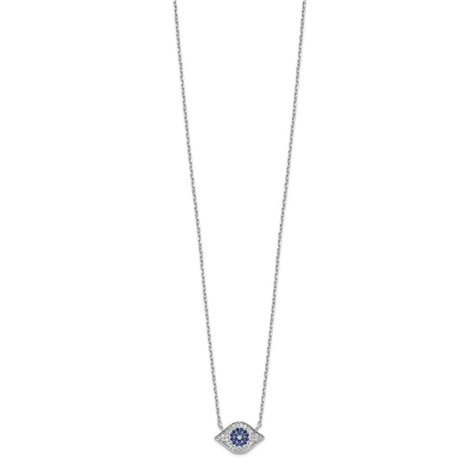 Sterling Silver Rhodium-plated Polished CZ Eye 17 inch Necklace QG4672-17