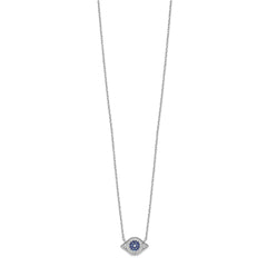 Sterling Silver Rhodium-plated Polished CZ Eye 17 inch Necklace QG4672-17