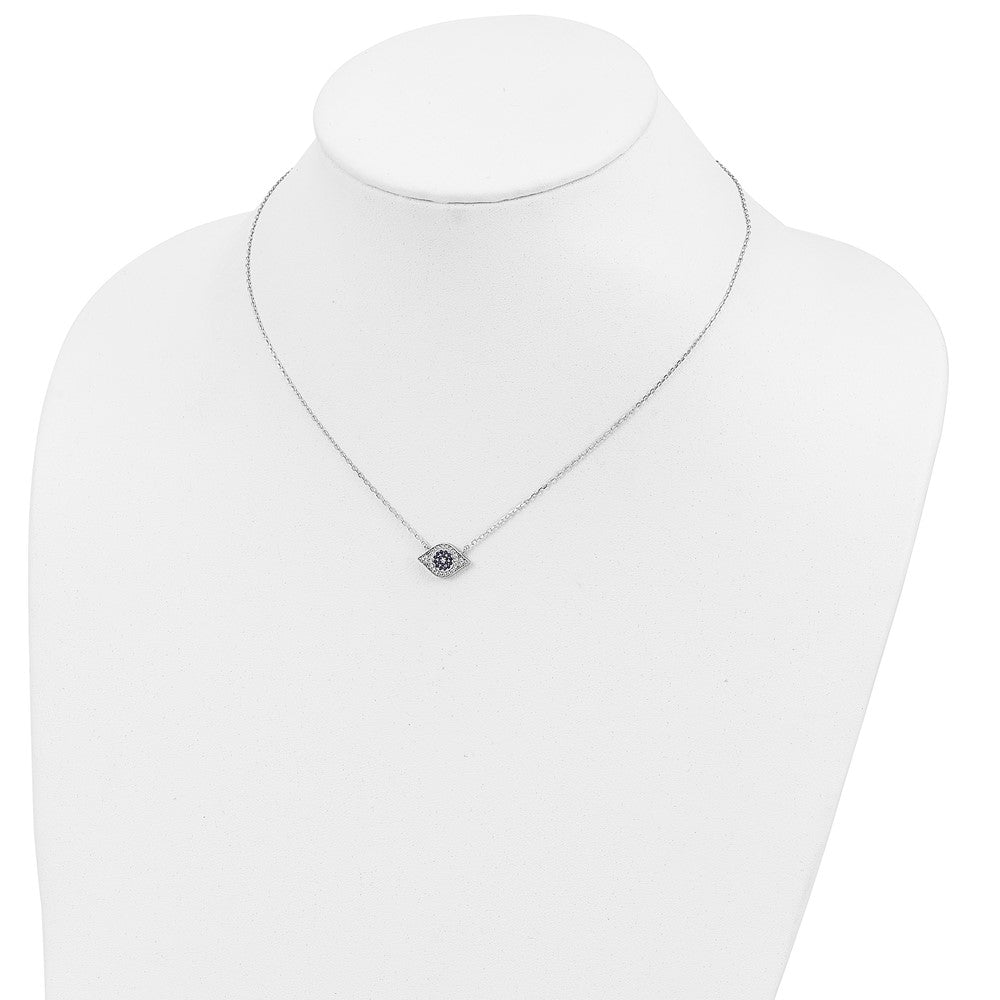 Sterling Silver Rhodium-plated Polished CZ Eye 17 inch Necklace QG4672-17