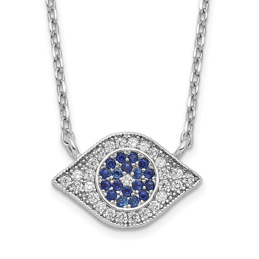 Sterling Silver Rhodium-plated Polished CZ Eye 17 inch Necklace QG4672-17