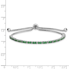 Sterling Silver Rhod-plated May Green CZ Adjustable Bracelet QG4757MAY