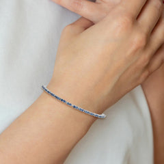 Sterling Silver Rhod-plated September Blue CZ Adjustable Bracelet QG4757SEP