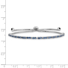 Sterling Silver Rhod-plated September Blue CZ Adjustable Bracelet QG4757SEP