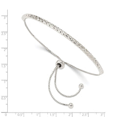 Sterling Silver Rhodium-plated Diamond Cut Adjustable Bracelet QG4758