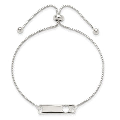 Sterling Silver Polished Bar w/ Heart Adjustable Bracelet QG4765