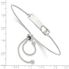 Sterling Silver Polished Bar w/ Heart Adjustable Bracelet QG4765