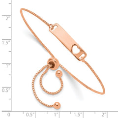 Sterling Silver Rose Gold-tone Polished Bar w/ Heart Adjustable Bracelet QG4765RP