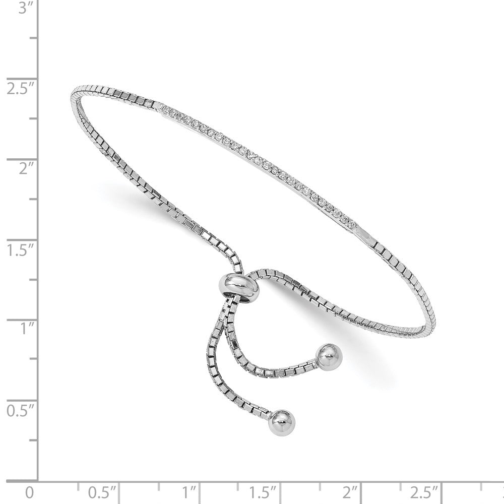 Sterling Silver Rhodium-plated CZ Bar Adjustable Bracelet QG4767