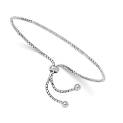 Sterling Silver Rhodium-plated CZ Bar Adjustable Bracelet QG4767