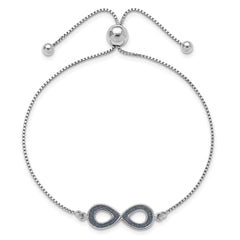 Sterling Silver Rhod-pltd Glitter Infused Infinity Adjustable Bracelet QG4769