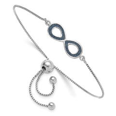 Sterling Silver Rhod-pltd Glitter Infused Infinity Adjustable Bracelet QG4769