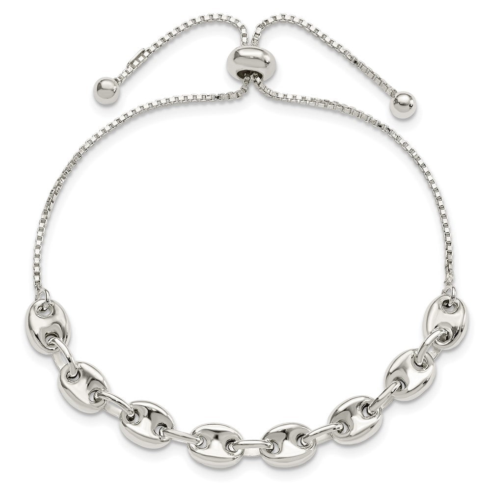 Sterling Silver Polished Link Adjustable Bracelet QG4770