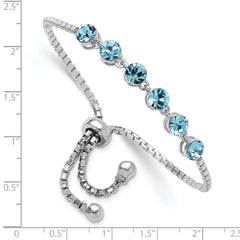 Sterling Silver Rhodium-plated Blue Crystal Adjustable Bracelet QG4771