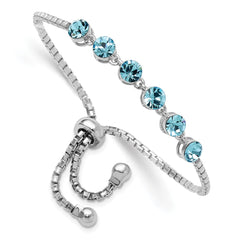 Sterling Silver Rhodium-plated Blue Crystal Adjustable Bracelet QG4771