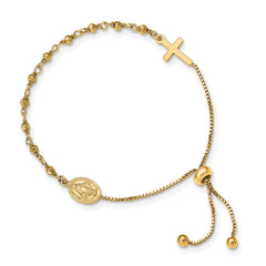 Sterling Silver Gold-tone Miraculous Medal Adjustable Bracelet QG4778GP