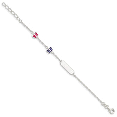 Sterling Silver Enamel Butterfly w/ 1in ext Childs ID Bracelet QG4800-5.5