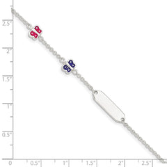 Sterling Silver Enamel Butterfly w/ 1in ext Childs ID Bracelet QG4800-5.5