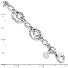 Sterling Silver Rhod-plated Polished Hammered Bracelet QG4841-7.5