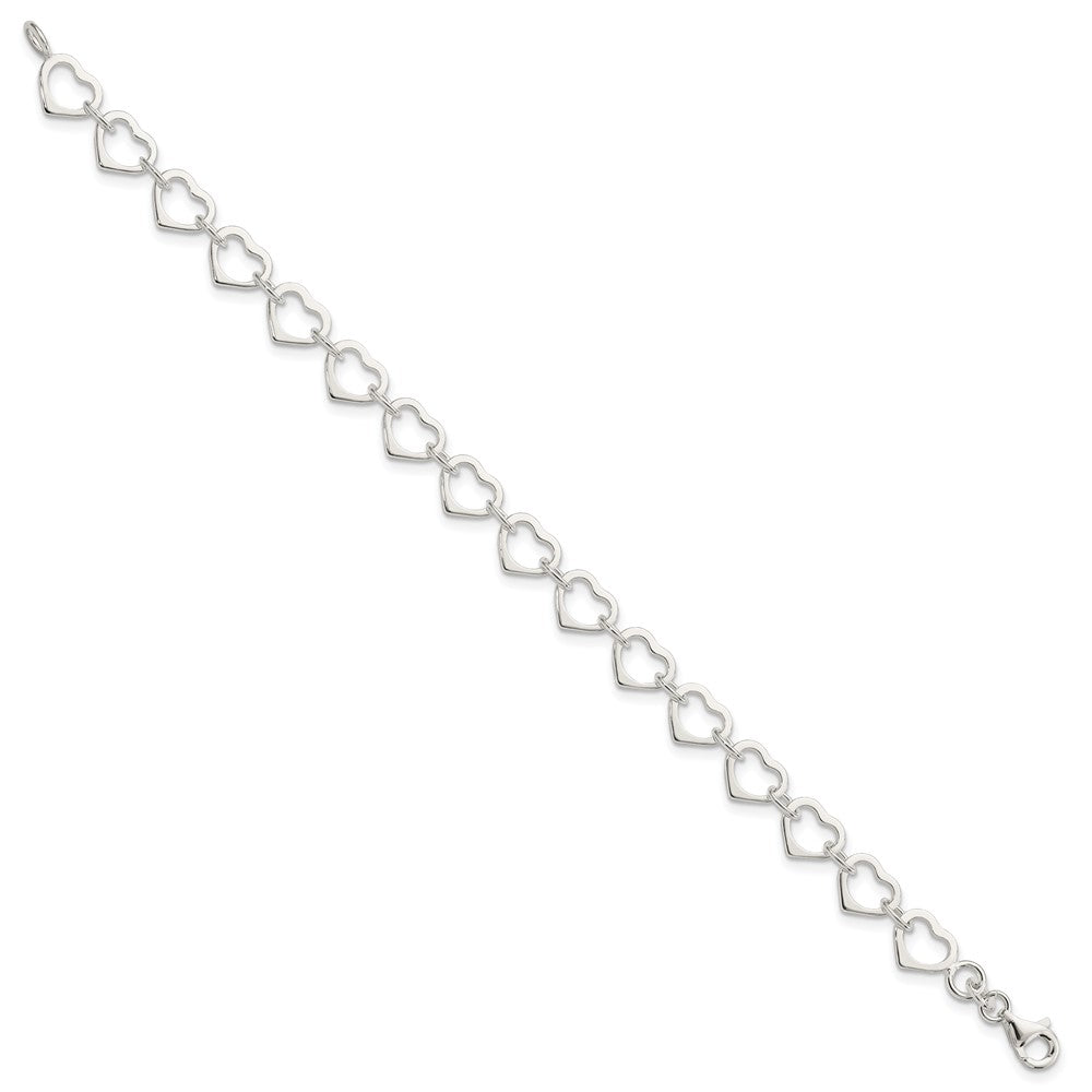 Sterling Silver Polished Heart Bracelet QG4851-7