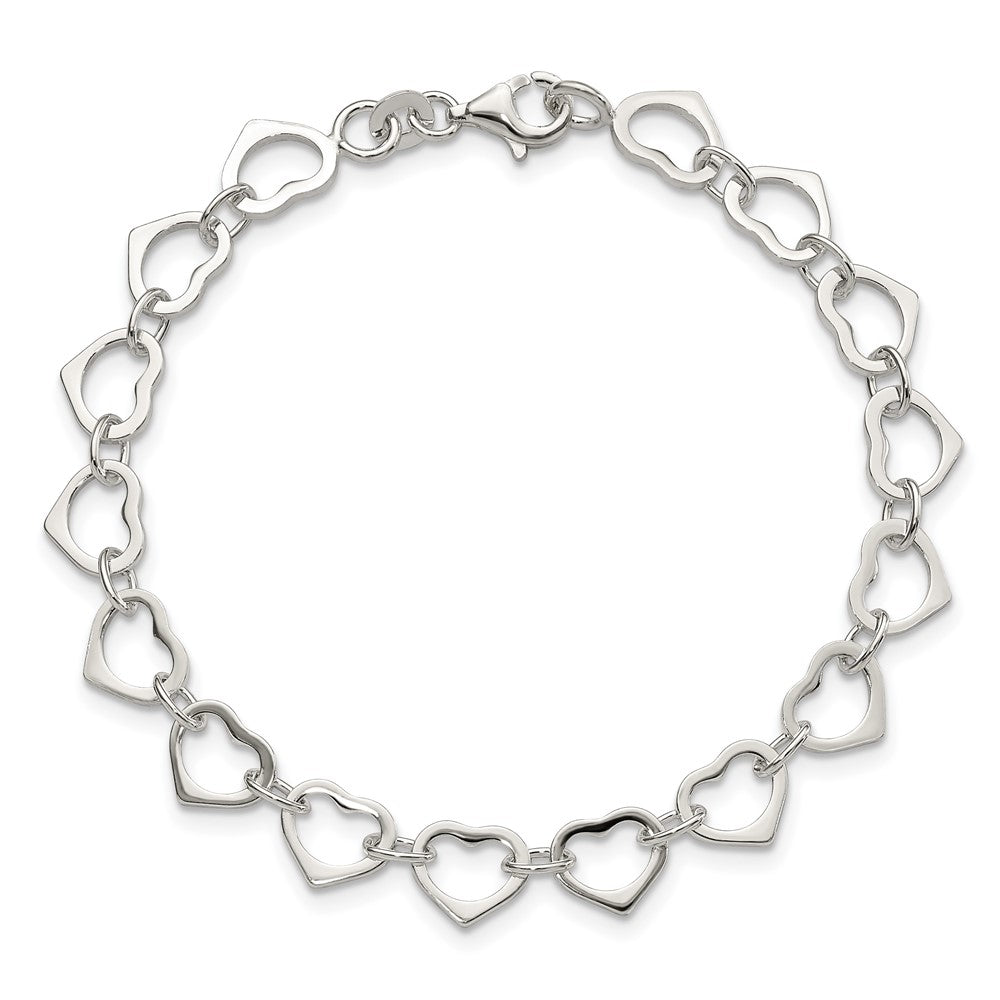 Sterling Silver Polished Heart Bracelet QG4851-7