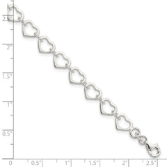 Sterling Silver Polished Heart Bracelet QG4851-7
