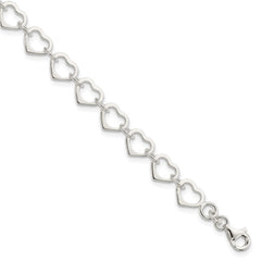 Sterling Silver Polished Heart Bracelet QG4851-7
