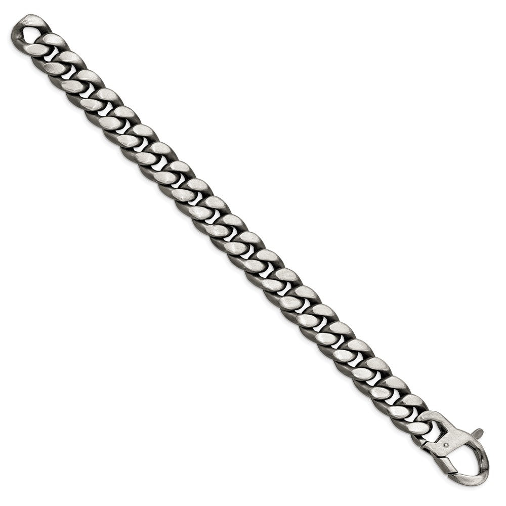Sterling Silver Ruthenium/Antiqued Brushed Curb Link Bracelet QG4870-8.5