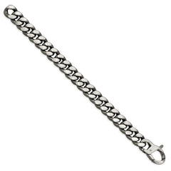Sterling Silver Ruthenium/Antiqued Brushed Curb Link Bracelet QG4870-8.5