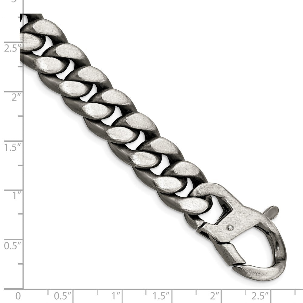 Sterling Silver Ruthenium/Antiqued Brushed Curb Link Bracelet QG4870-8.5