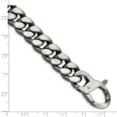 Sterling Silver Ruthenium/Antiqued Brushed Curb Link Bracelet QG4870-8.5