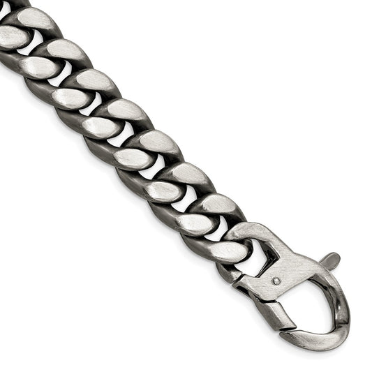 Sterling Silver Ruthenium/Antiqued Brushed Curb Link Bracelet QG4870-8.5