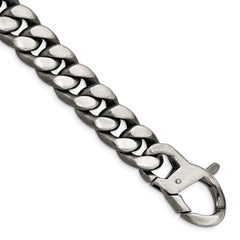 Sterling Silver Ruthenium/Antiqued Brushed Curb Link Bracelet QG4870-8.5