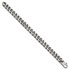 Sterling Silver Ruthenium/Antiqued Brushed Curb Link Bracelet QG4871-8.5