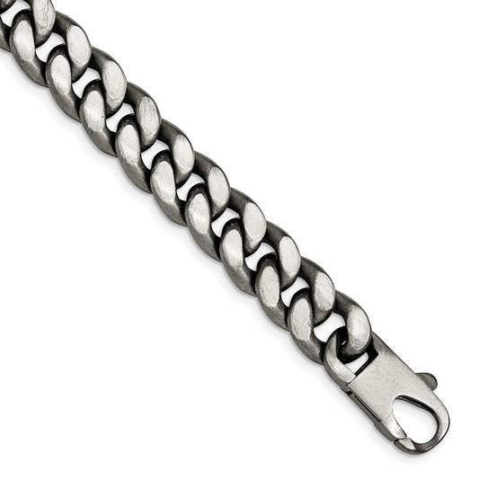Sterling Silver Ruthenium/Antiqued Brushed Curb Link Bracelet QG4871-8.5