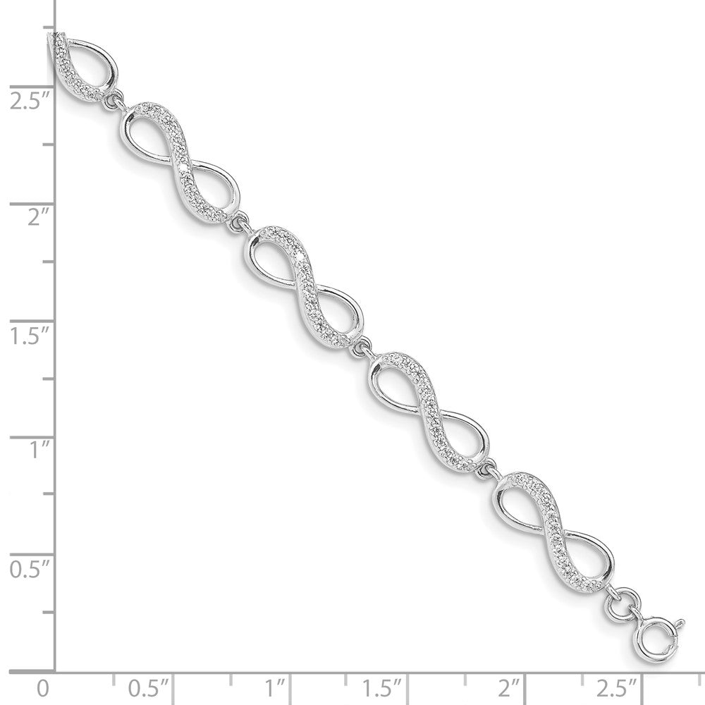 Sterling Silver Rhodium Plated CZ Infinity Bracelet QG4877-7