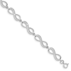 Sterling Silver Rhodium Plated CZ Infinity Bracelet QG4877-7