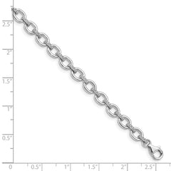 Sterling Silver Rhodium-plated CZ Cable Link w/.5in ext Bracelet QG4880-7